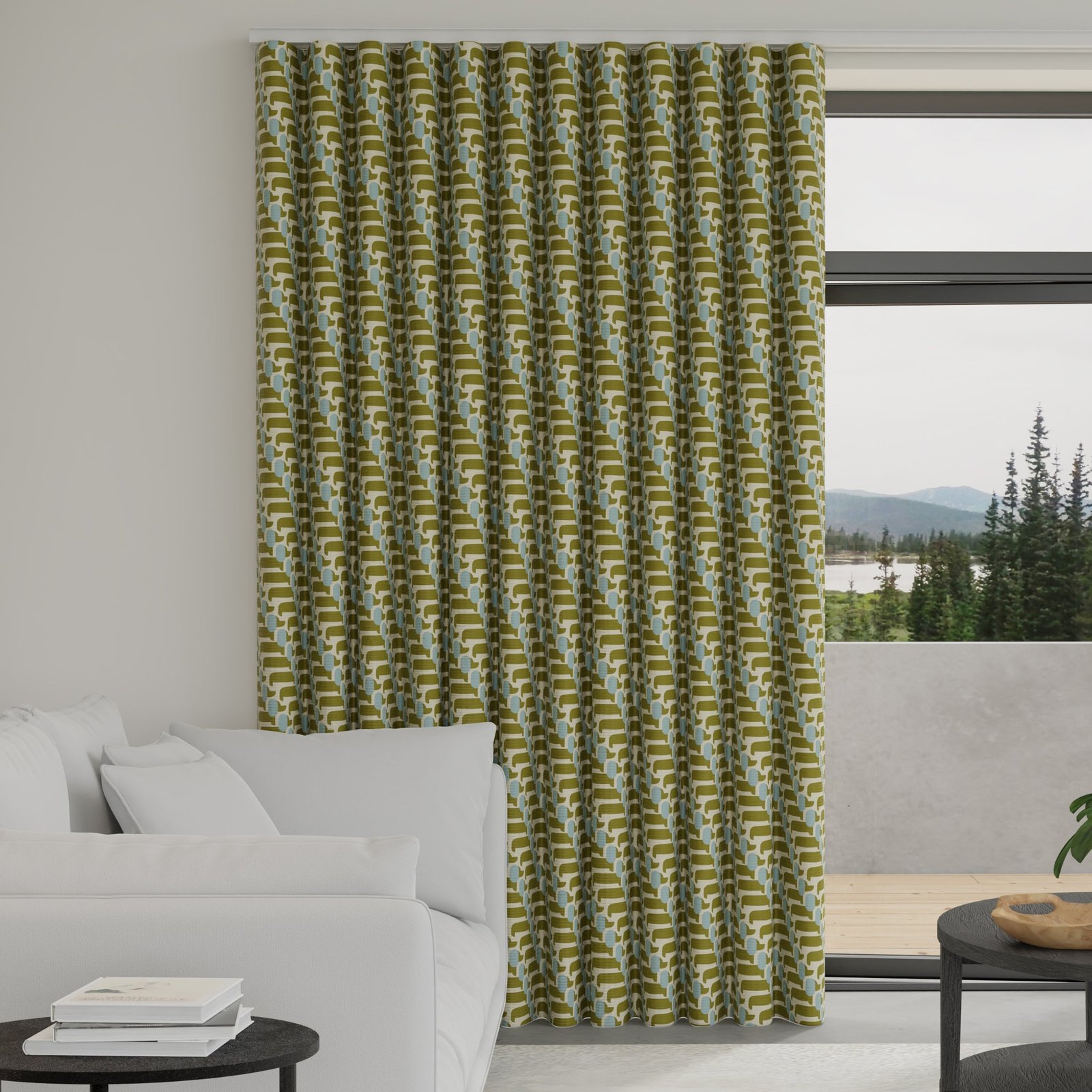 Orla Kiely Dog Show Made to Measure Wave Curtain + FREE Track Seagrass - Image 2