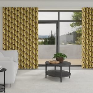 Orla Kiely Dog Show Made to Measure Wave Curtain + FREE Track Yellow