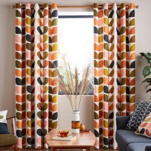 Orla Kiely Multi Stem Ready Made Eyelet Curtains Auburn