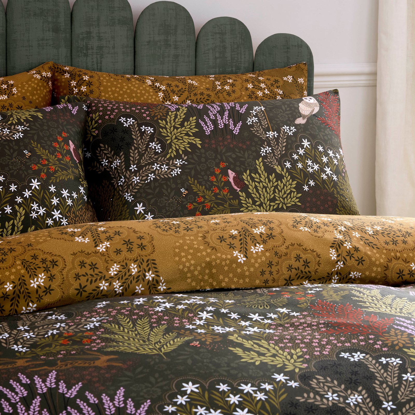 Sara Miller Owl Forest Duvet Cover Bedding Set Deep Olive - Image 3