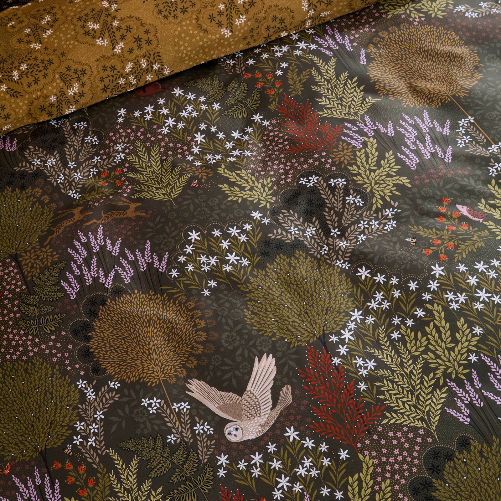 Sara Miller Owl Forest Duvet Cover Bedding Set Deep Olive - Image 4