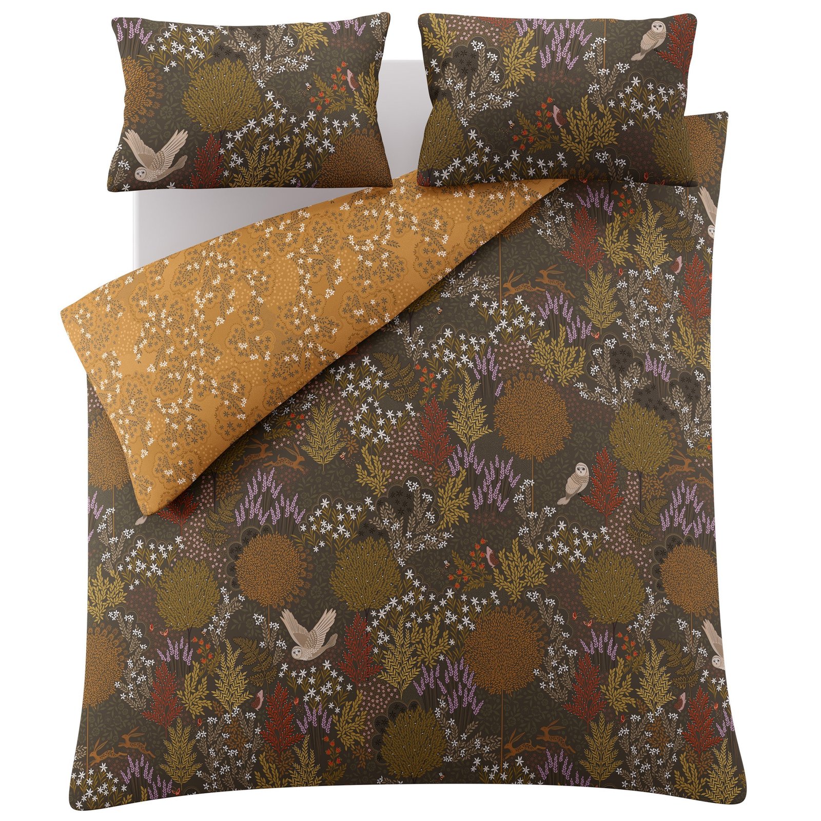 Sara Miller Owl Forest Duvet Cover Bedding Set Deep Olive - Image 5