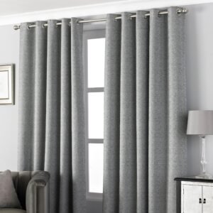 Paoletti Pendleton Jacquard Ready Made Eyelet Curtains Graphite