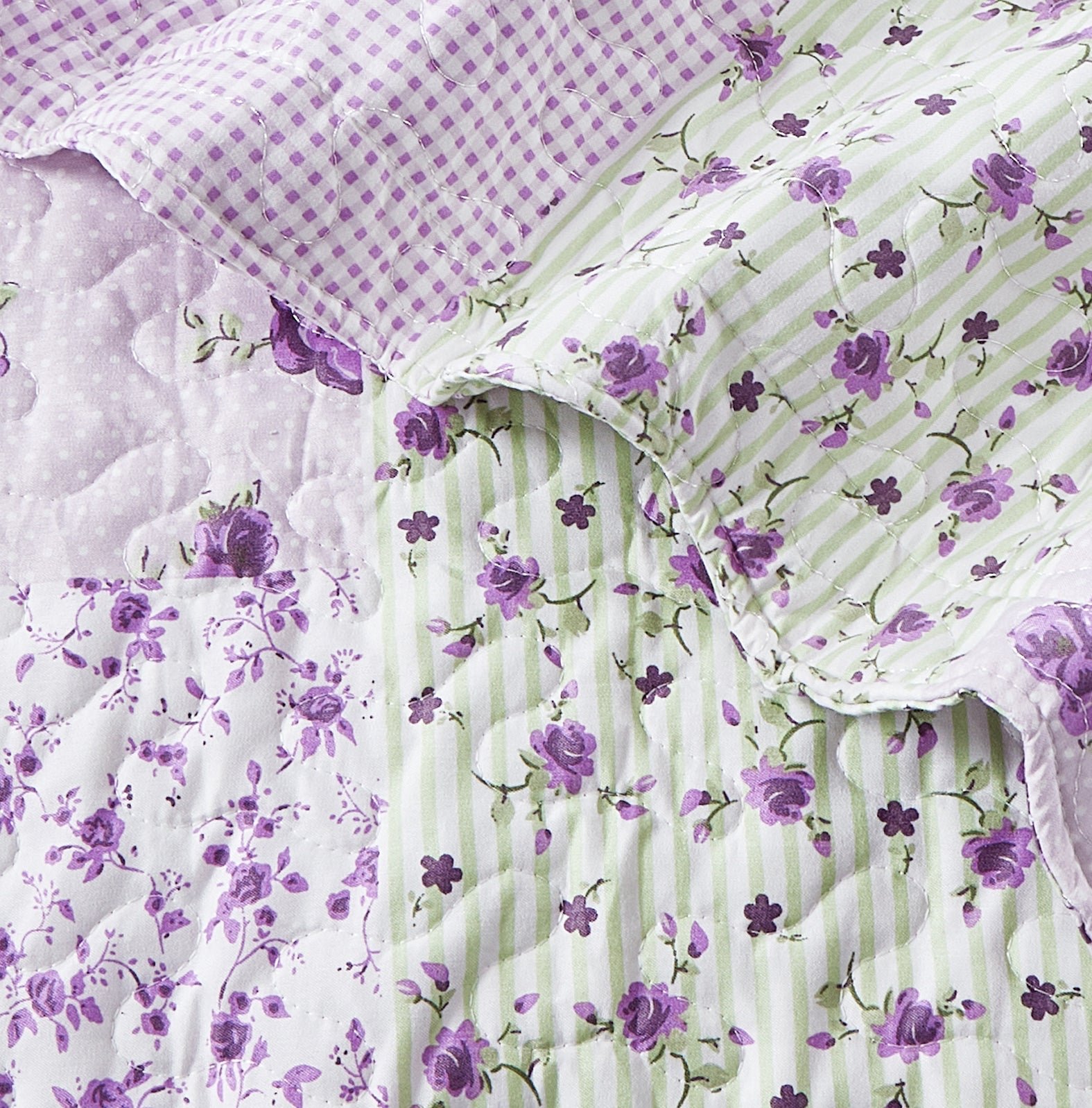 Luxury Quilted Patchwork Embroidered Bedspread Comforter with Pillow Case - Image 48