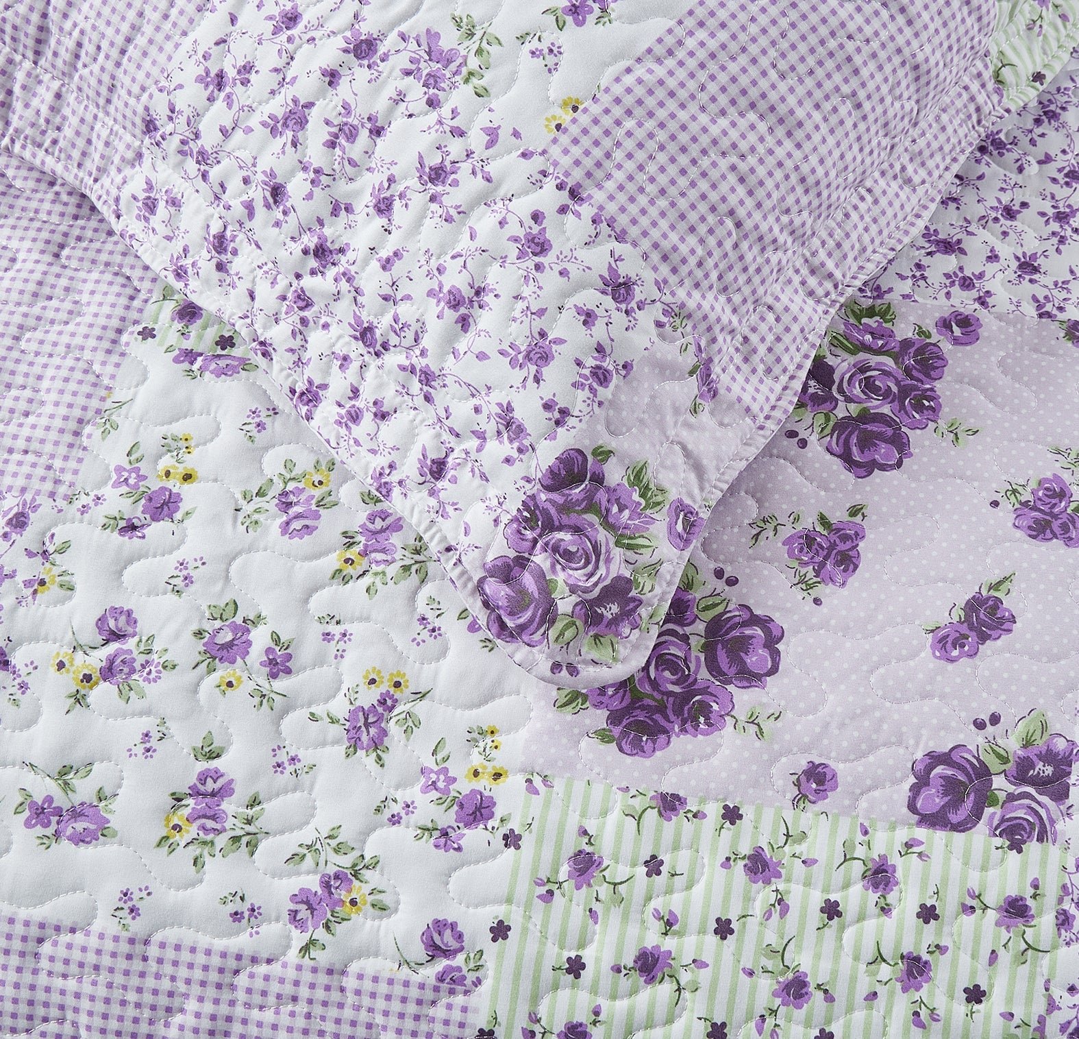 Luxury Quilted Patchwork Embroidered Bedspread Comforter with Pillow Case - Image 49