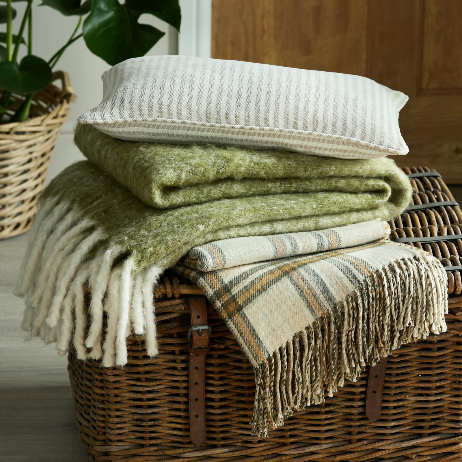Laura Ashley Padbury Check 150cm x 200cm Throw Olive - Image 2