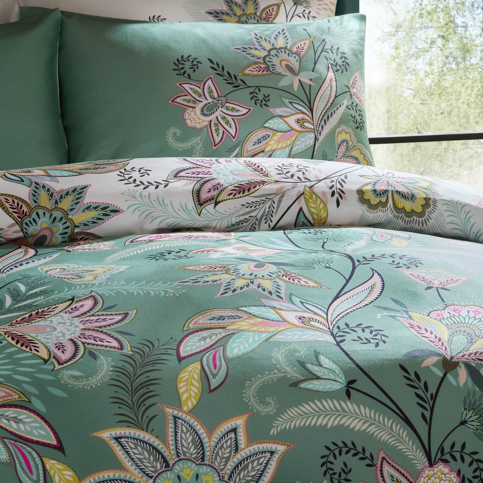 Sara Miller Passiflora Duvet Cover Bedding Set Light Stone Sage - Image 3