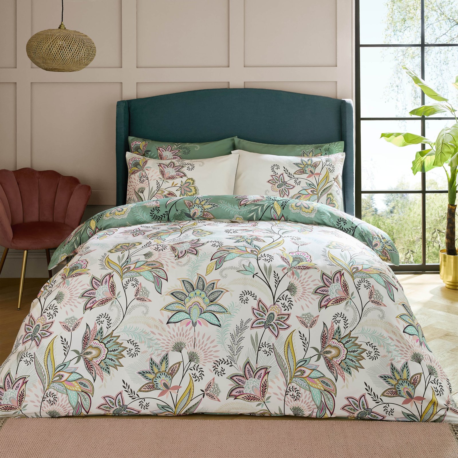 Sara Miller Passiflora Duvet Cover Bedding Set Light Stone Sage - Image 2