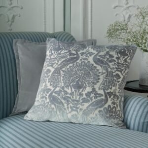 Laura Ashley Peacock Damask 50cm x 50cm Filled Cushion Steel