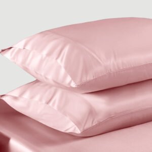 Pink Satin Silk Pillowcases Pair
