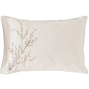 Laura Ashley Pussy Willow Sprig Embroidered Pillowcase Housewife Dove Grey