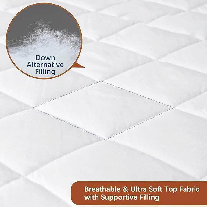 Quilted Fitted Mattress Protector Bedding Mattress Cover Topper Protection Extra Deep Stretches 35Cm - Image 3
