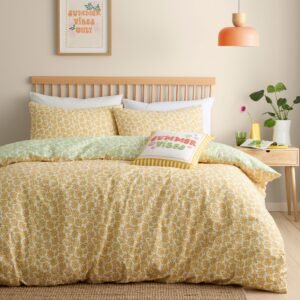 Fusion Retro Daisy Floral Duvet Cover Bedding Set Yellow