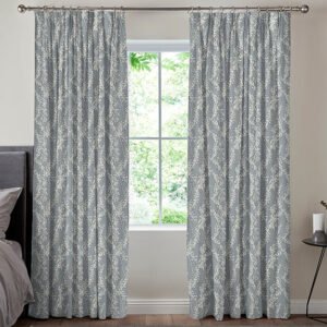 Grace Jacquard Sprig Made To Measure Curtains Navy