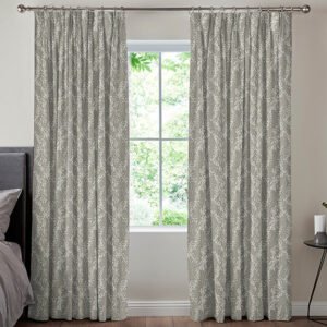 Grace Jacquard Sprig Made To Measure Curtains Smoke