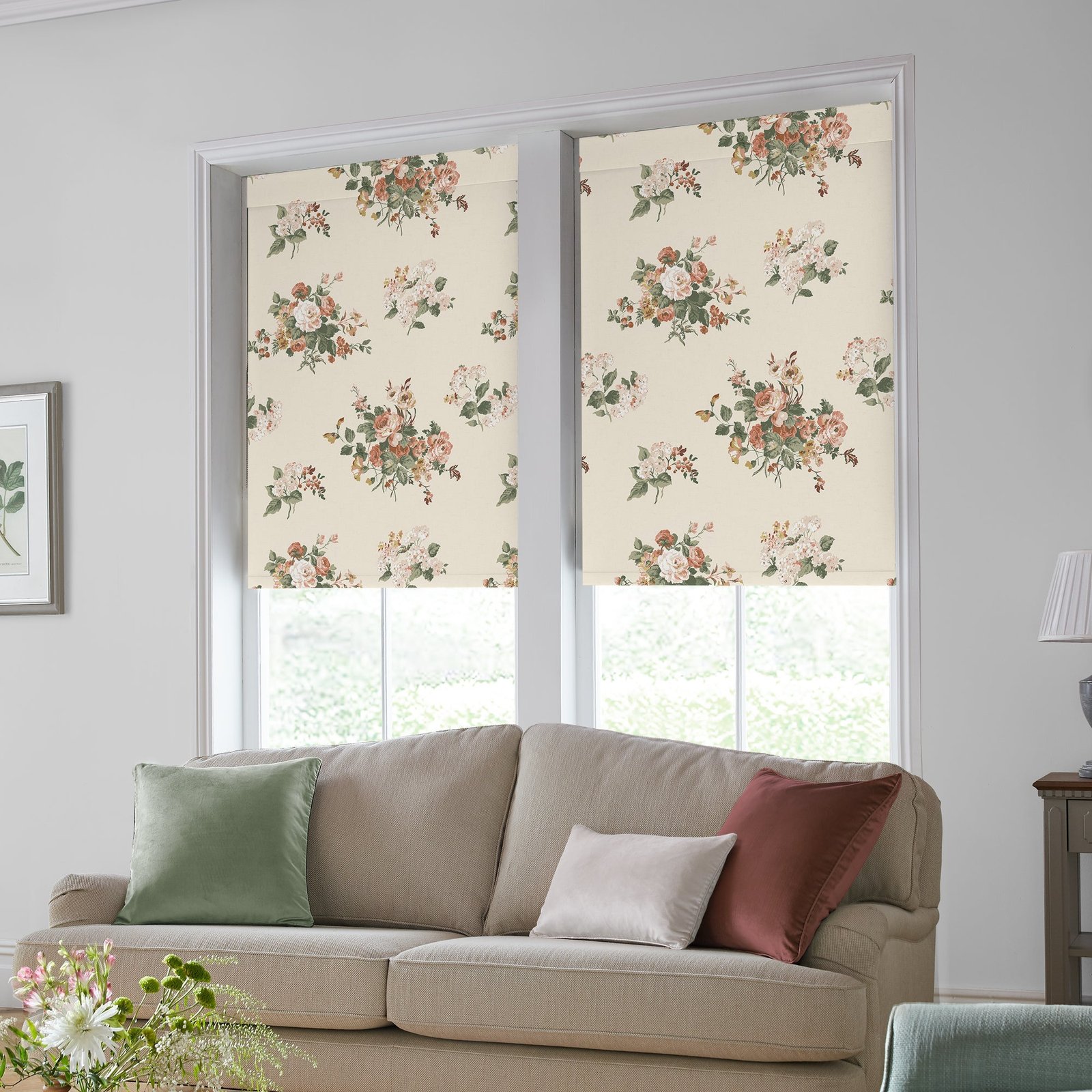Laura Ashley Rosemore Translucent Made to Measure Roller Blind Natural - Image 2