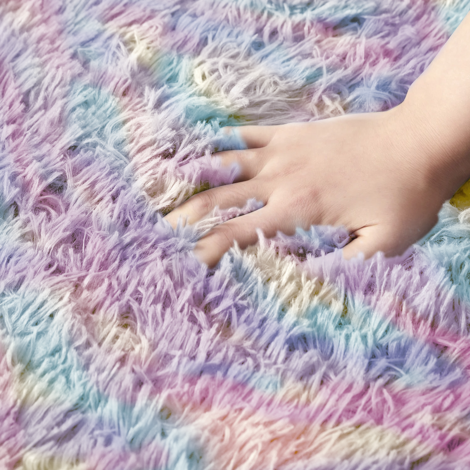 Large Rainbow Rug Shaggy Soft Deep Pile - Image 2