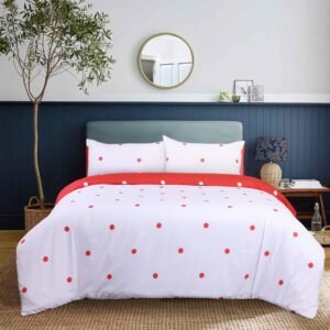 Reversible Polka dot Printed Red And White Duvet Cover