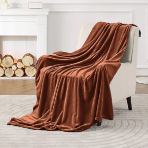 Rust Fleece Blanket Throw