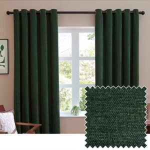 Furn Soft Chenille Ready Made Eyelet Blackout Curtains Bottle