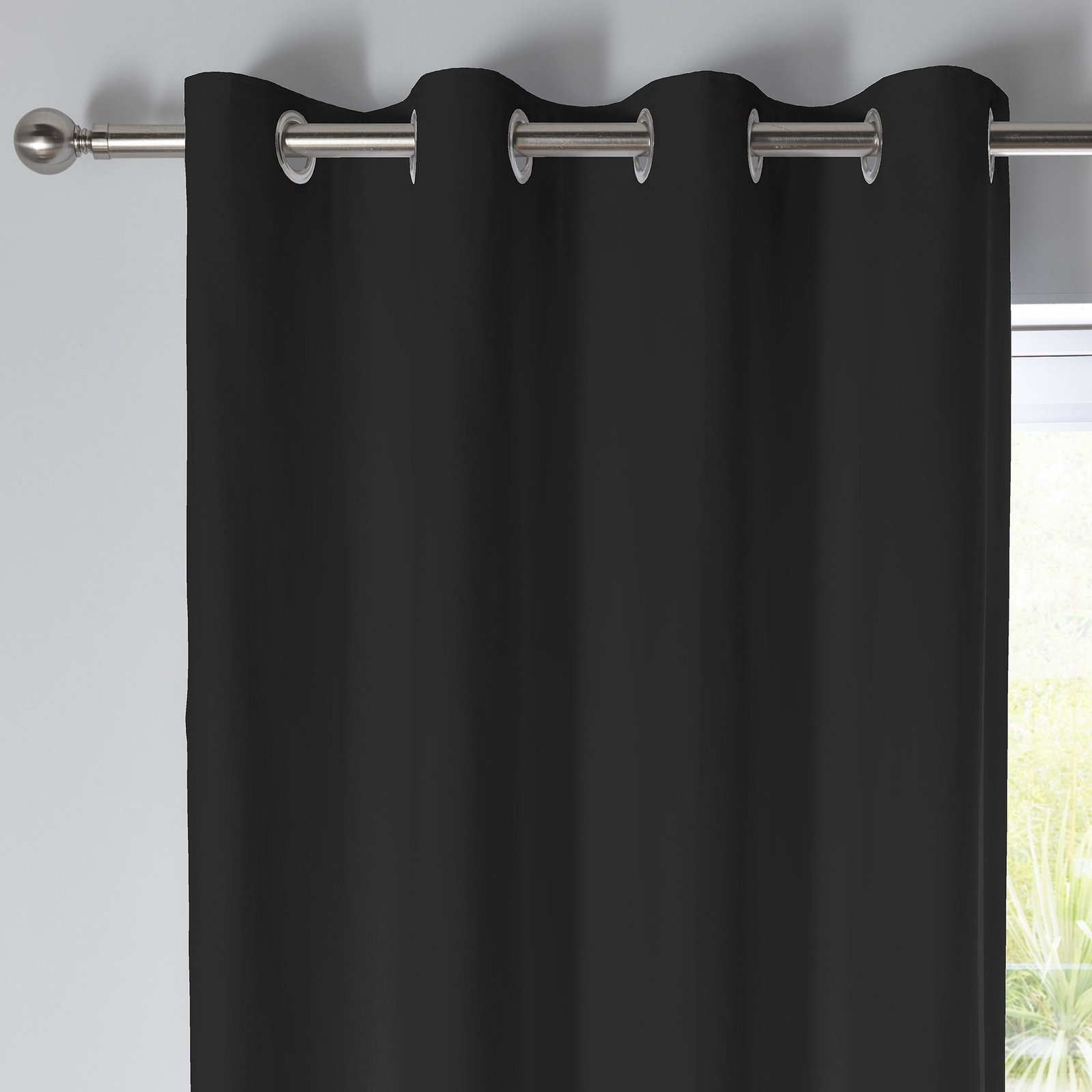 Fusion Sorbonne Ready Made Eyelet Curtains Black - Image 2