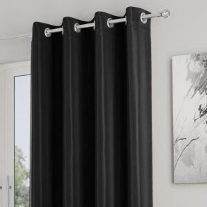 Supersoft Thermal Ready Made Eyelet Door Curtain 66'' x 84'' Black