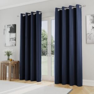 Supersoft Thermal Ready Made Eyelet Blackout Curtains Navy