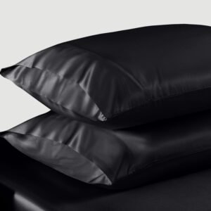 Satin Silk Pillow Cases Black Pair