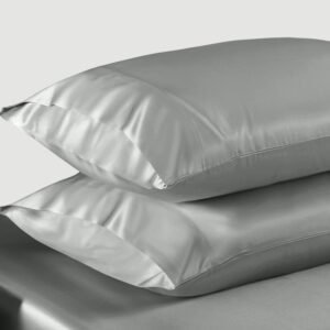 Satin Silk Grey Pillow Cases Pair