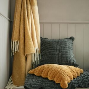 Laura Ashley Brady Scalloped 45cm x 45cm Filled Cushion Pine Green