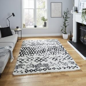 Scandi Berber G271 Rug White Black