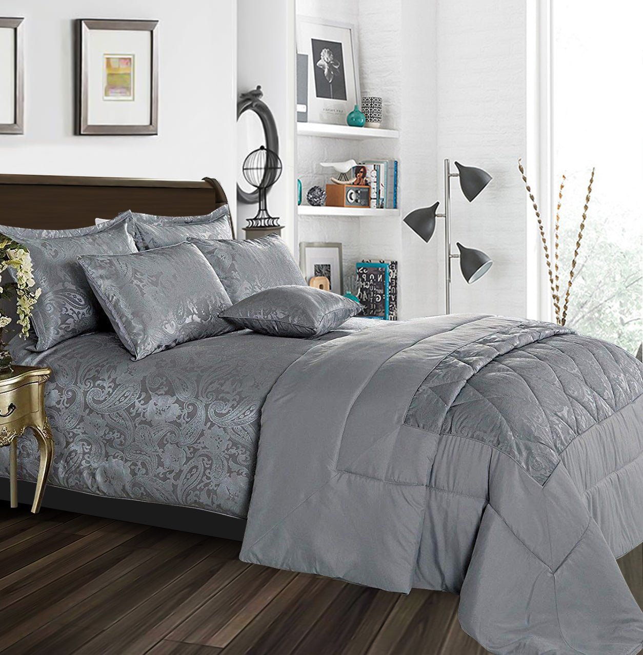 Cleo Quilted Jacquard Bedspread Comforter with Pillow Case - Image 5