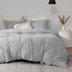 Plain Dyed Silver Bedding With Pillowcase Pair