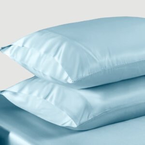 Sky Blue Satin Silk Pillowcases Pair