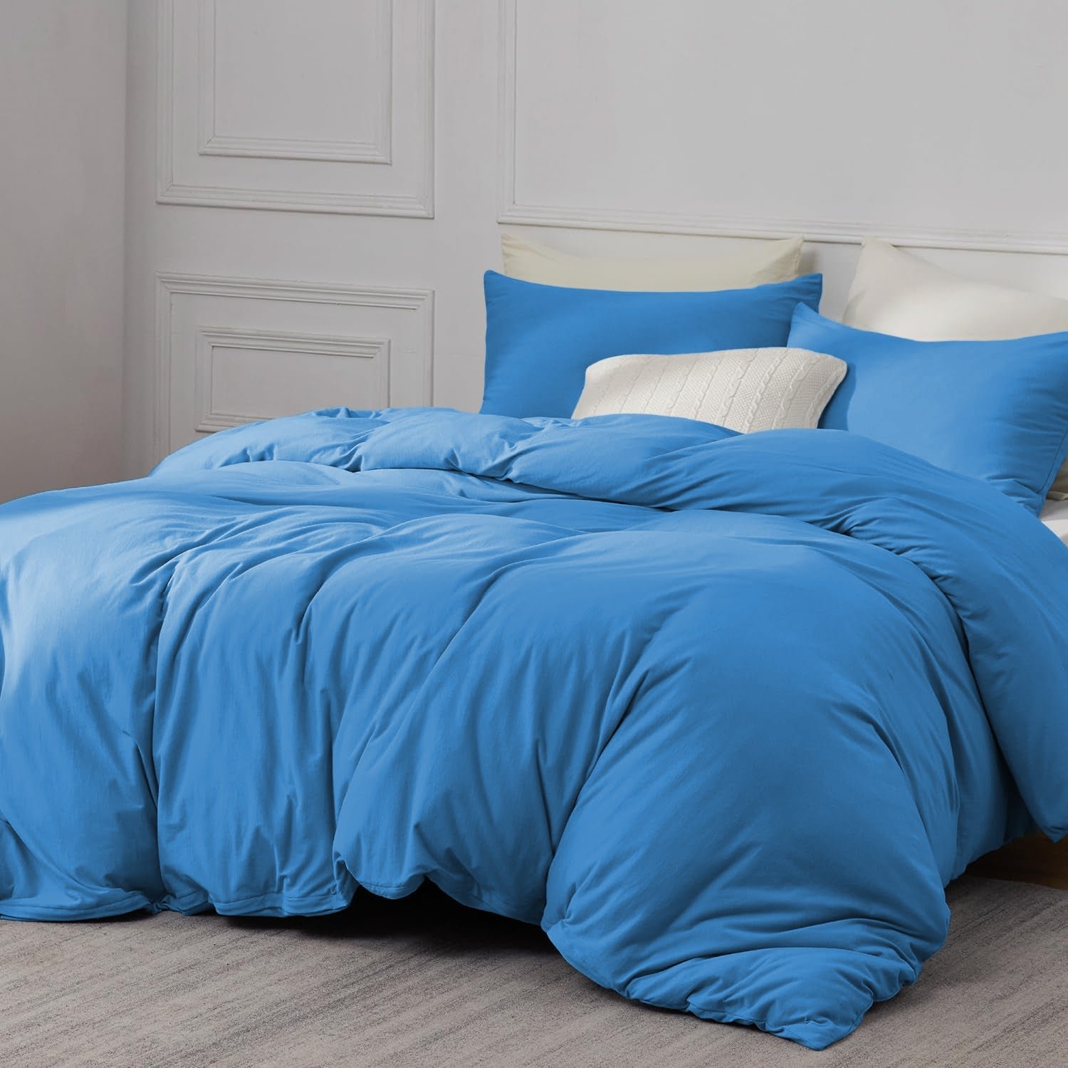 Light Blue Plain Duvet Cover & Pillowcase Set - Image 2
