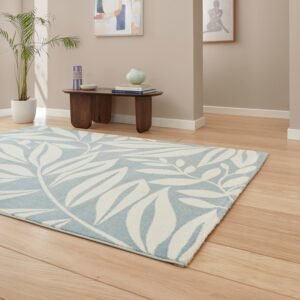 Catherine Lansfield Sorral Leaves Botanical Rug Blue