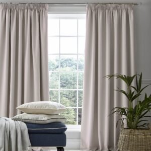 Laura Ashley Stephanie Ready Made Thermal Blackout Curtains Dove Grey