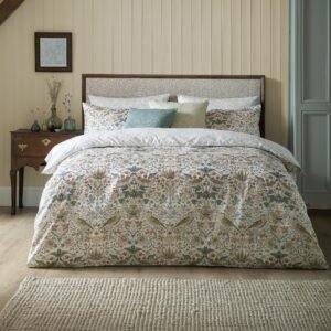 William Morris At Home Strawberry Thief Duvet Cover Bedding Set Hessian