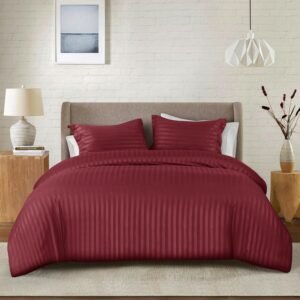 4 Piece Striped Duvet Cover Complete Bedding Set