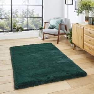 Super Teddy Plain Shaggy Rug Jewel Green