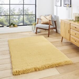 Super Teddy Plain Shaggy Rug Mustard