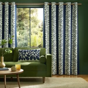 Orla Kiely Sycamore Stripe Ready Made Eyelet Curtains Blue