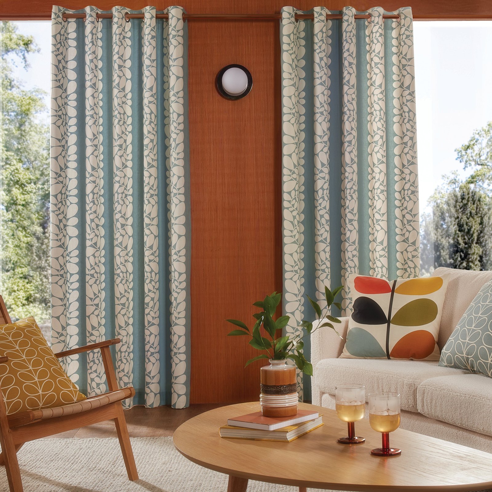 Orla Kiely Sycamore Stripe Ready Made Eyelet Curtains Duckegg - Image 2