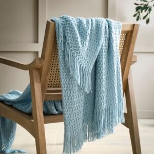 Appletree Textured Knit Heavy Weight 130cm x 180cm Throw Blue