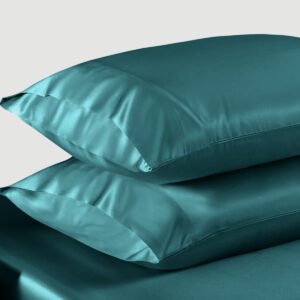 Teal Pillowcases Satin Silk Pillowcases Pair