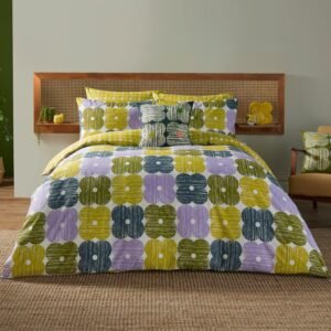 Orla Kiely Textured Flower Duvet Cover Bedding Set Lilac Moss