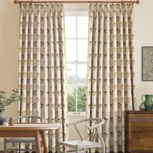 William Morris Lily Flower Embroidery Made to Measure Curtain Madder