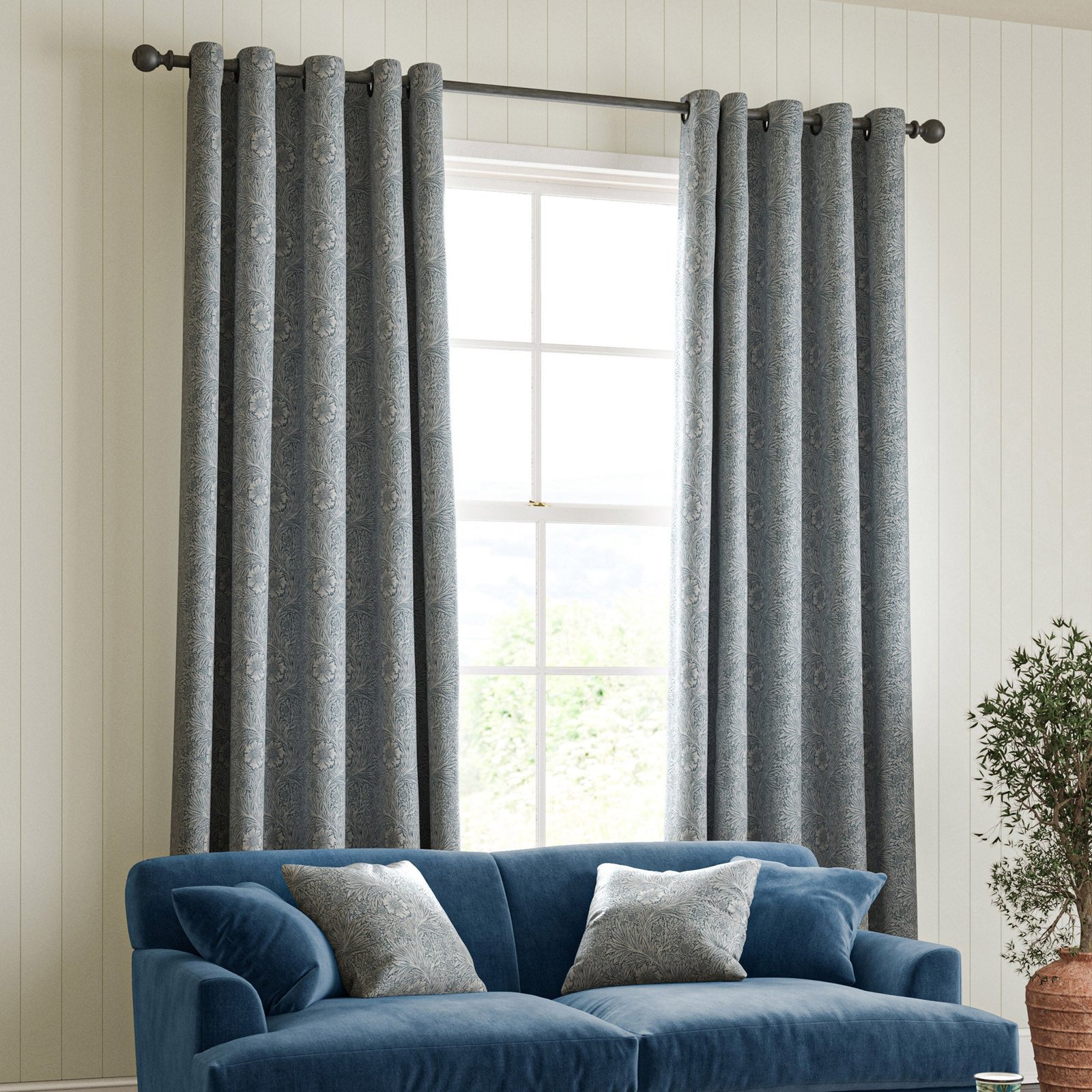 William Morris Marigold Woven Made to Measure Curtain Woad - Image 2