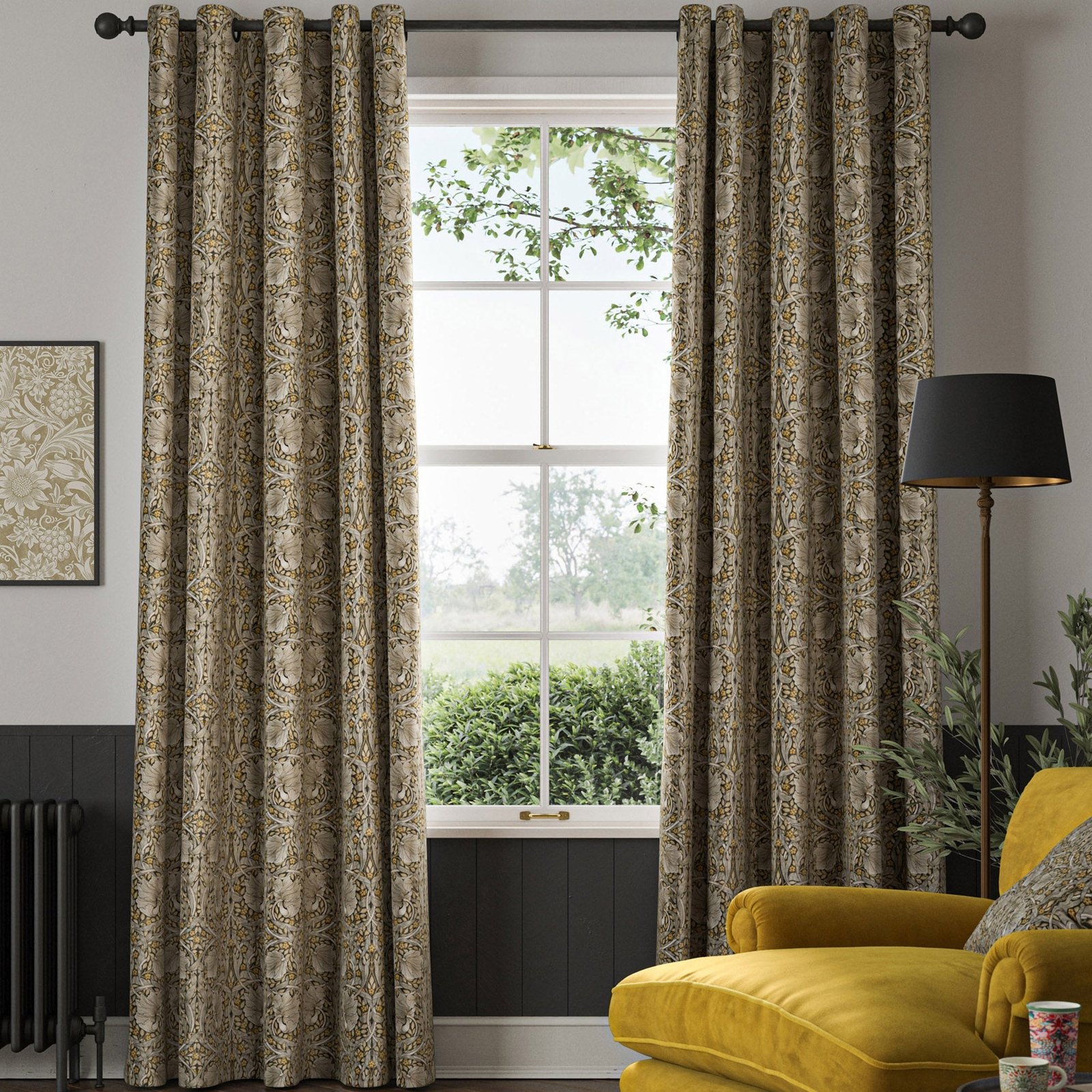 William Morris Pimpernel Velvet Made to Measure Curtain Flint