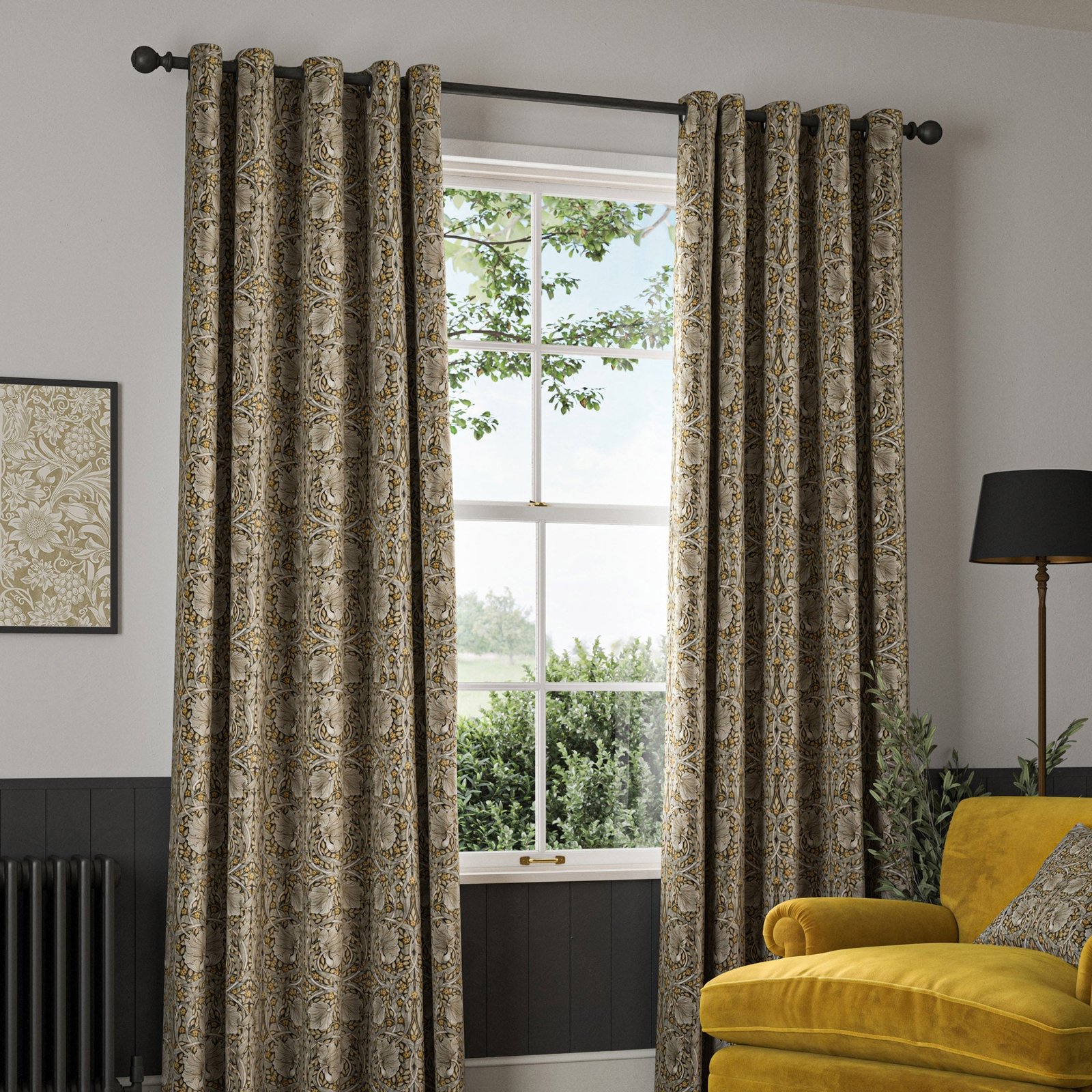 William Morris Pimpernel Velvet Made to Measure Curtain Flint - Image 2